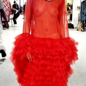 Couture full evening dress with sheer top